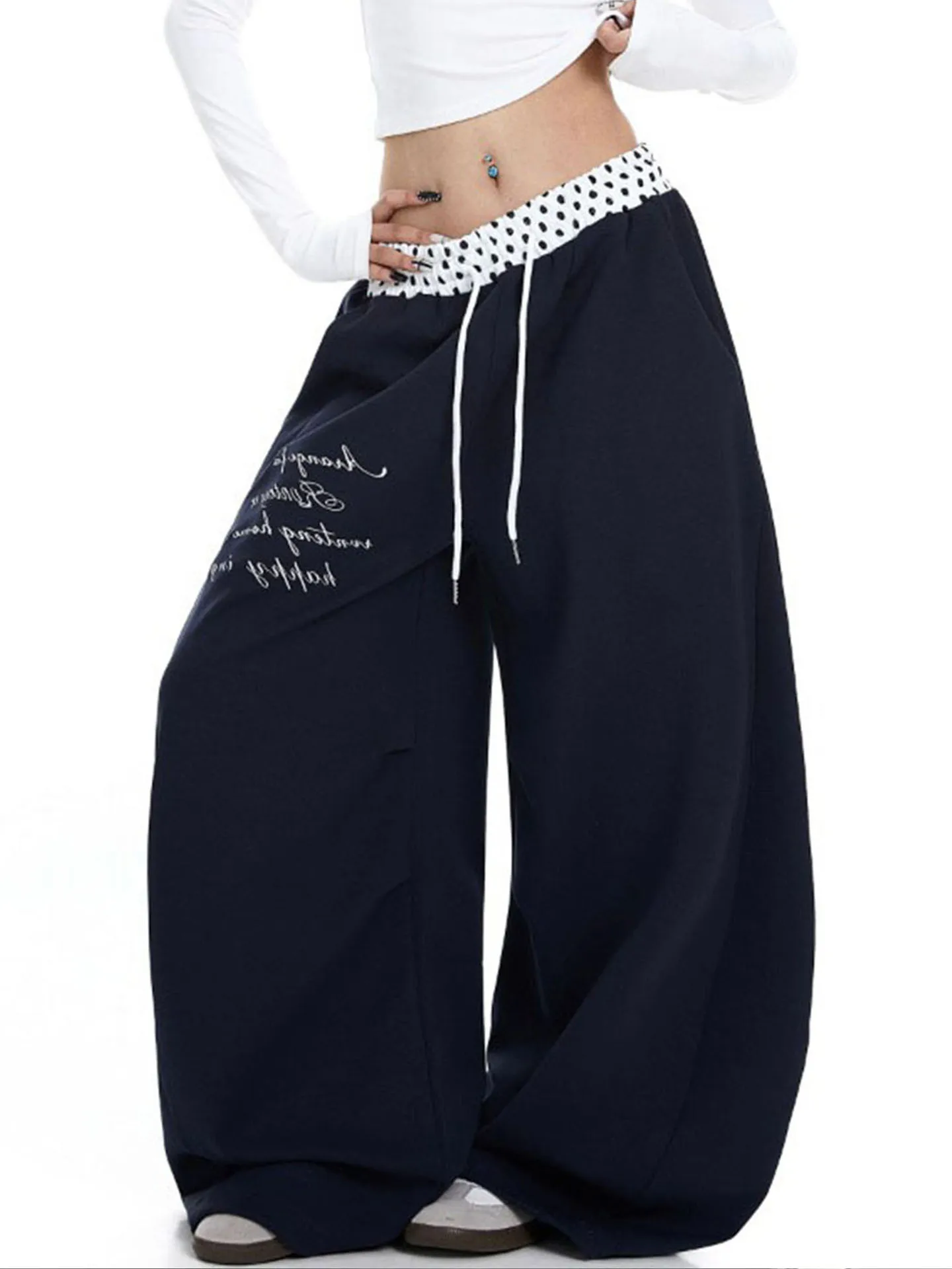Women's White Baggy Sweatpants Y2k Pants Harajuku Jazz Dance Pants Japanese 2000s Style Vintage Oversize Trousers Clothes 2026