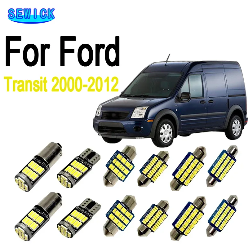 16Pcs Car Bulbs LED Interior Trunk Map Dome Light Kit For Ford Transit Tourneo Connect Custom 2000- 2008 2009 2010 2011 2012