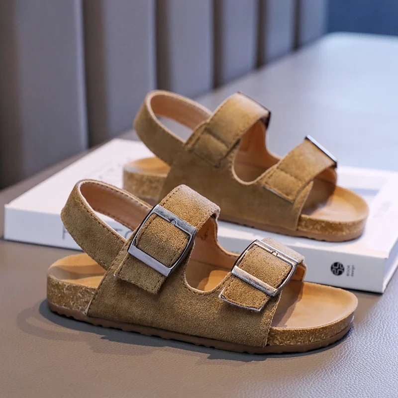 

Beach Shoes Childrens Frosted Cork Sandals for Boys and Girls 2025 Summer Comfortable and Cool Outdoor Sandals zapatos de niña