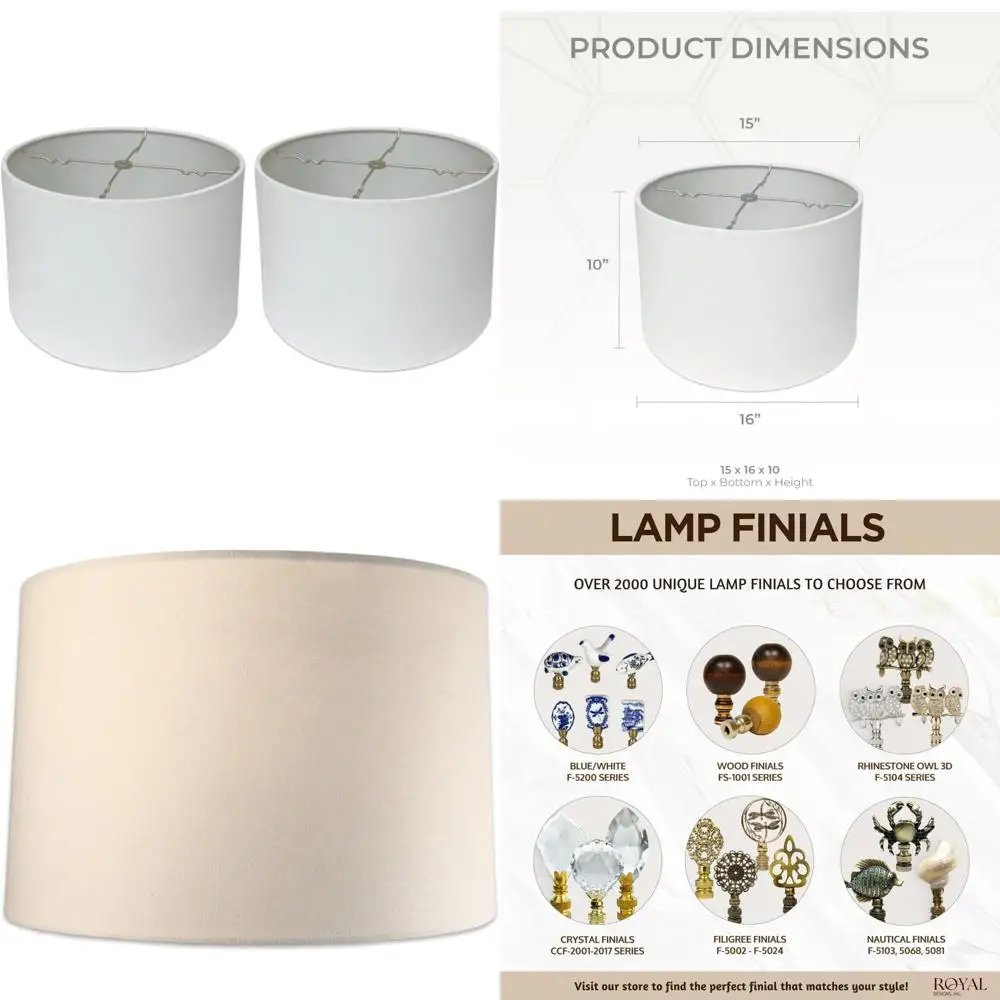 

Linen White Shallow Drum Hardback Lamp Shades, 15 x 16 x 10, 2-Pack, Suitable for HB-610-16LNWH-2