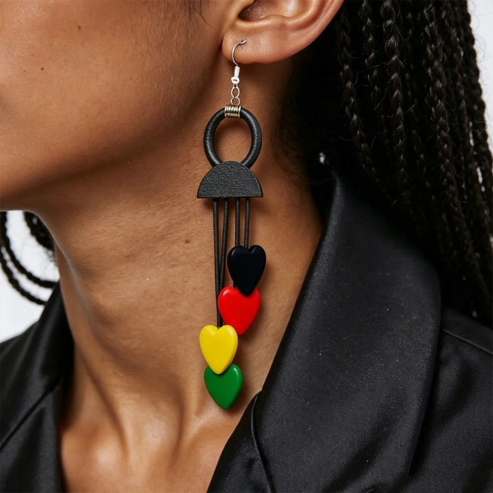 UKEBAY Bunte Herz-Ohrhänger für Damen, Boho-Statement-Ohrringe für Partygeschenk, Modeaccessoires – Detail 1