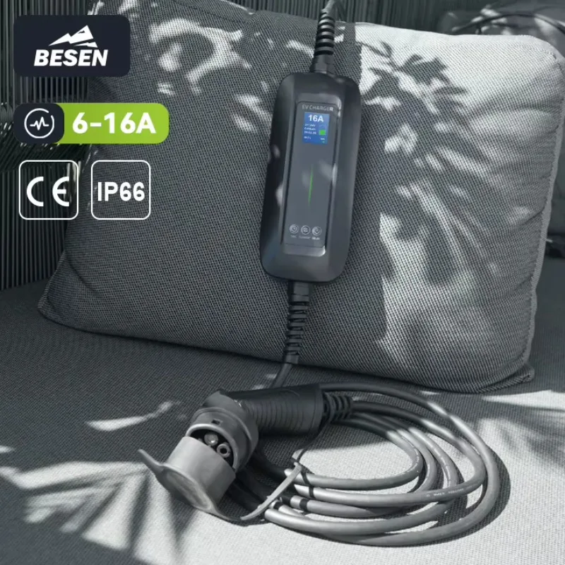 BESEN Commercial EV Portable Car Charger IEC 62196-2 Type 2 Voltage Monitoring Max16A Electric Vehicle Charger