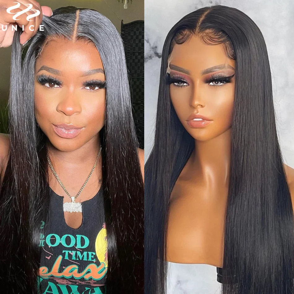 UNice Hair 5x5 HD Lace Wig 40 Inch 250% Density Bone Straight Human Hair Wig Preplucked Lace Front Wig Perfect Skin Melt