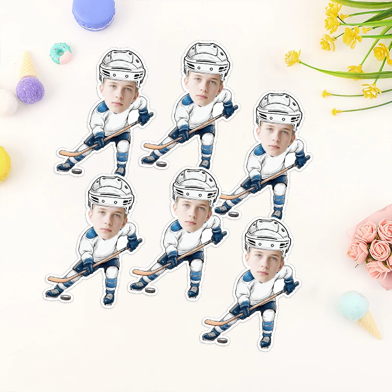20pcs Play Ice Hockey Theme Customize Your Avatar Stickers Poster Envelope Greeting Card Doors Windows Party Decoration Supplies view 3