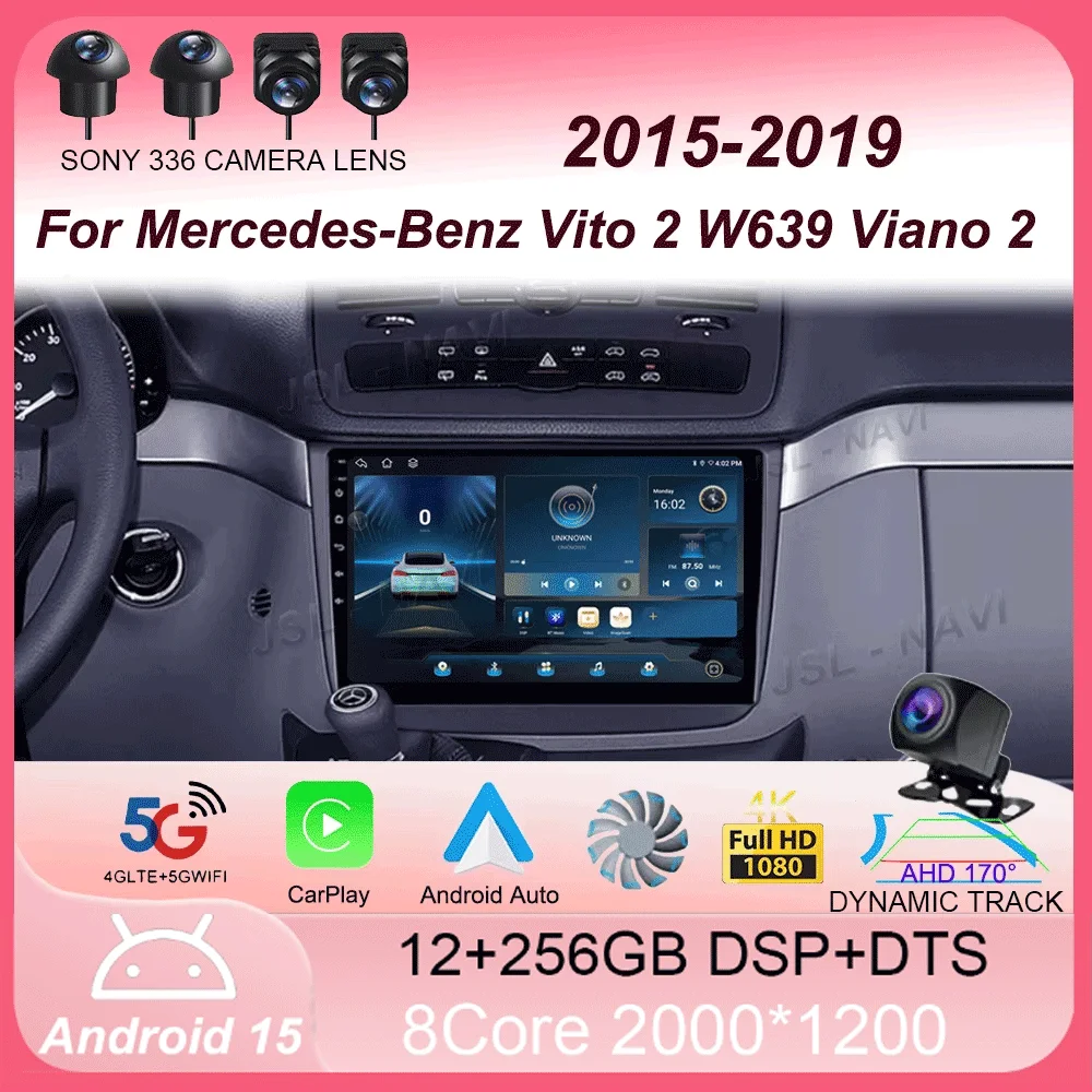 

Android 15 Auto Carplay Car Radio Multimedia Player For Mercedes-Benz Vito 2 W639 Viano 2 2003 - 2015 Navigation GPS 4G+WIFI BT