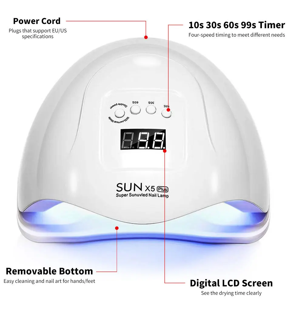 High-power 128W and 36pcs LED Nail Lamp Nail Phototherapy Lamp Removable Base Quick Bake Glue To Reduce Burning Sensation