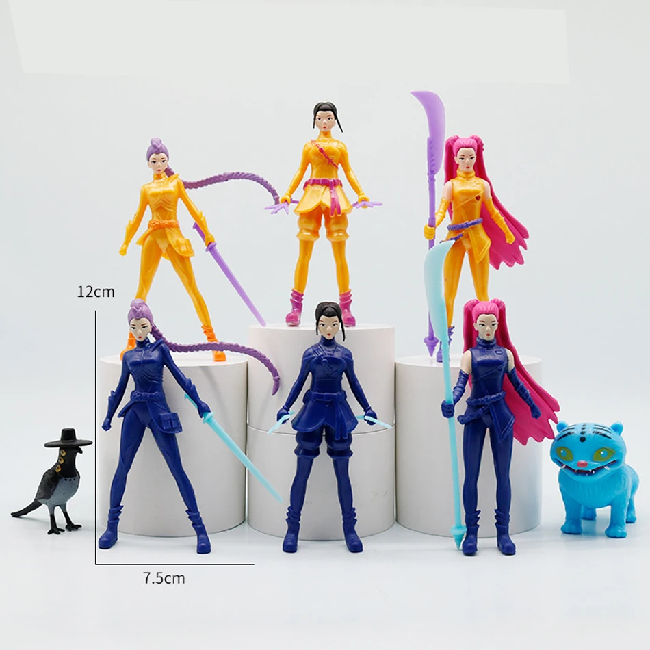 5.3/11.5 سنتيمتر أنيمي 5-12 قطعة مجموعة KPop شيطان الصيادين رومي ، ميرا ، زويي الشكل عمل نماذج البلاستيكية لعبة الحلي الهدايا