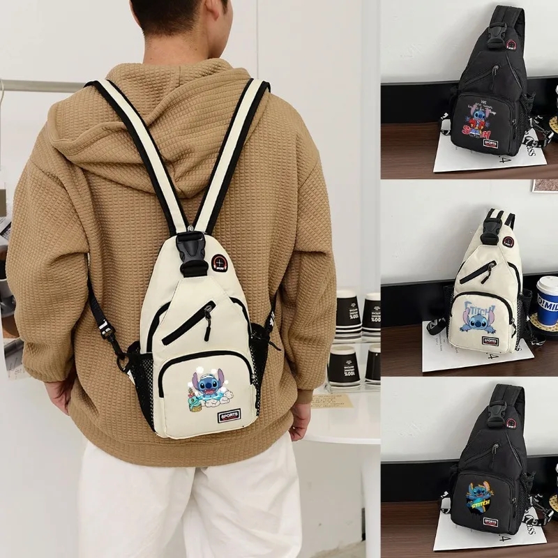 Disney Lilo & Stitch Men's Chest Bag 2024 New Fashion Cartoon Crossbody Bags Lightweight Outdoor Sports Leisure Anime Chest Bag