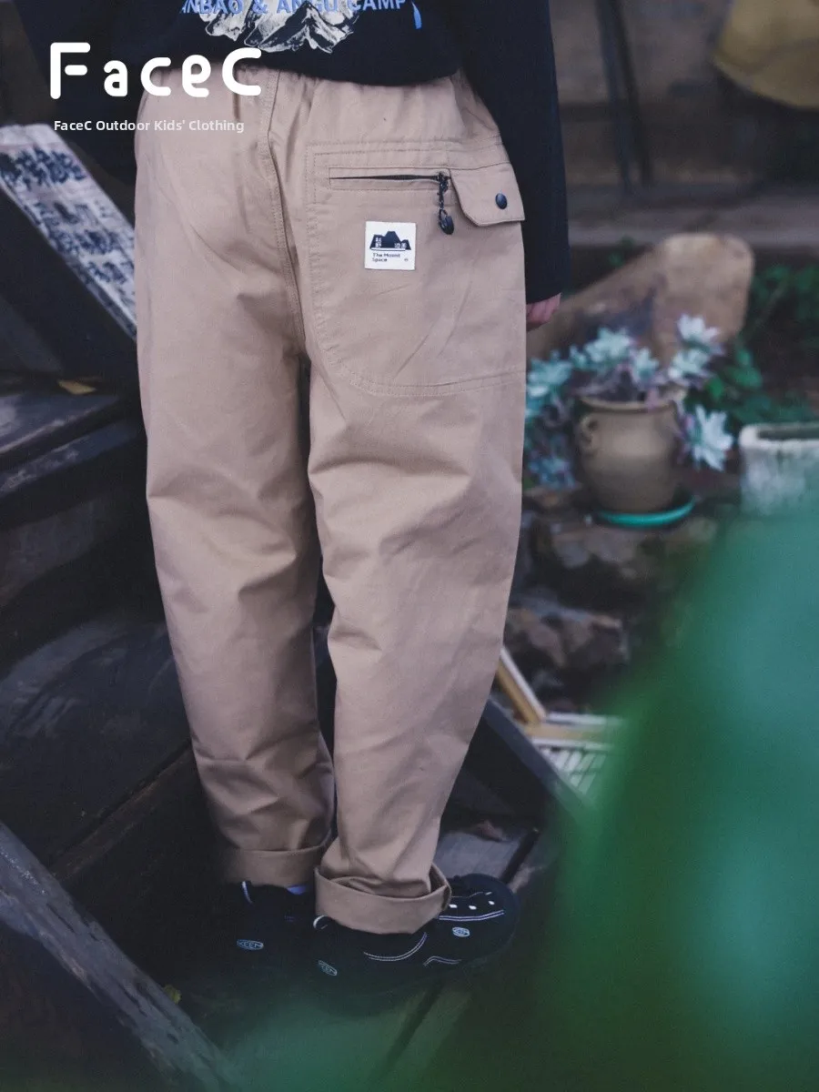 Pure Cotton Breathable Outdoor Children's Long Pants Wear Resistant Dopaamine Mountain Series Spring Autumn New Style Boys' P...