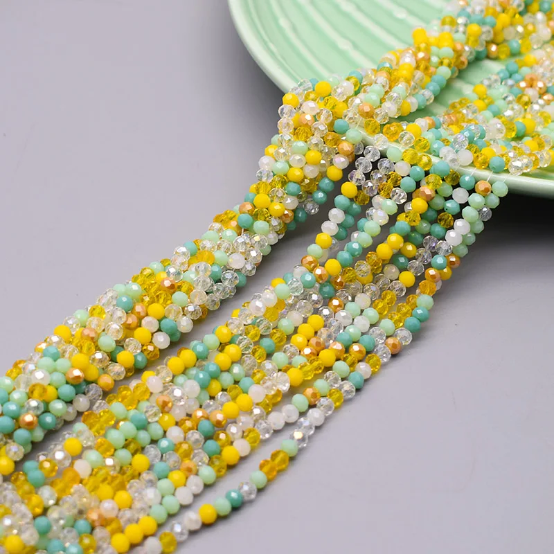 New Color 4mm 125PCS Rondell Faceted Crystal Glass Beads Beach Loose Spacer Beads for Jewelry Making DIY Necklace