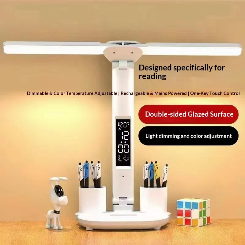 Intelligent Dual-Head LED Light, USB Dual-Head Pen Holder Light, Artistic Decorative Light, Intelligent Desk Lamp