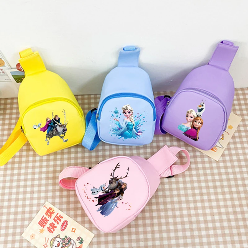 

Frozen Anna Elsa Shoulder Bags Boys Girls Baby Disney Anime Chest Bag Children's Fashion Large Capacity Phone Bags Storage Bags