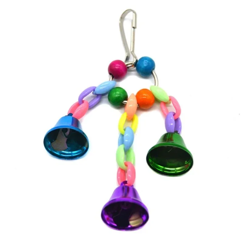 Bird Bells Toy Hanging Cage Bell with Sweet Sound Colorful Wood Beads Bells for Lovebirds African Greys Cockatoo Parakeet Toy