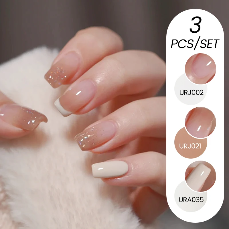 

UR SUGAR 15ml Nail Gel Polish Kit Brown Nude Pink Color Collection Varnis Semi-transparent Nude Natural Nail Art Gel Varnish