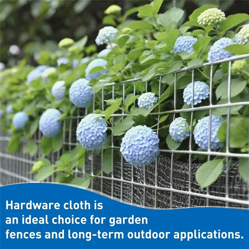 Galvanized Hardware Cloth-For Animal and Garden Protection, 1/2 Inch Mesh, 50CMX500CM, Welded Wire Garden Fence Border