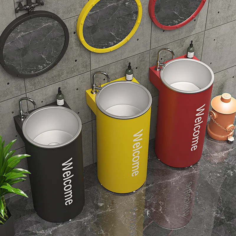 Industrial wind washbasin circular washbasin retro column commercial courtyard washbasin bar personalized face wash new model