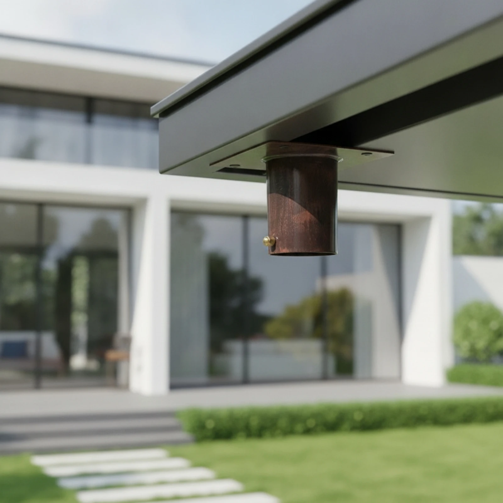 Downspout Outlet with Base Plate Faux Copper Downspout Outlet Hardware Aluminum Alloy Corrosion-Resistant for Roof Drainage