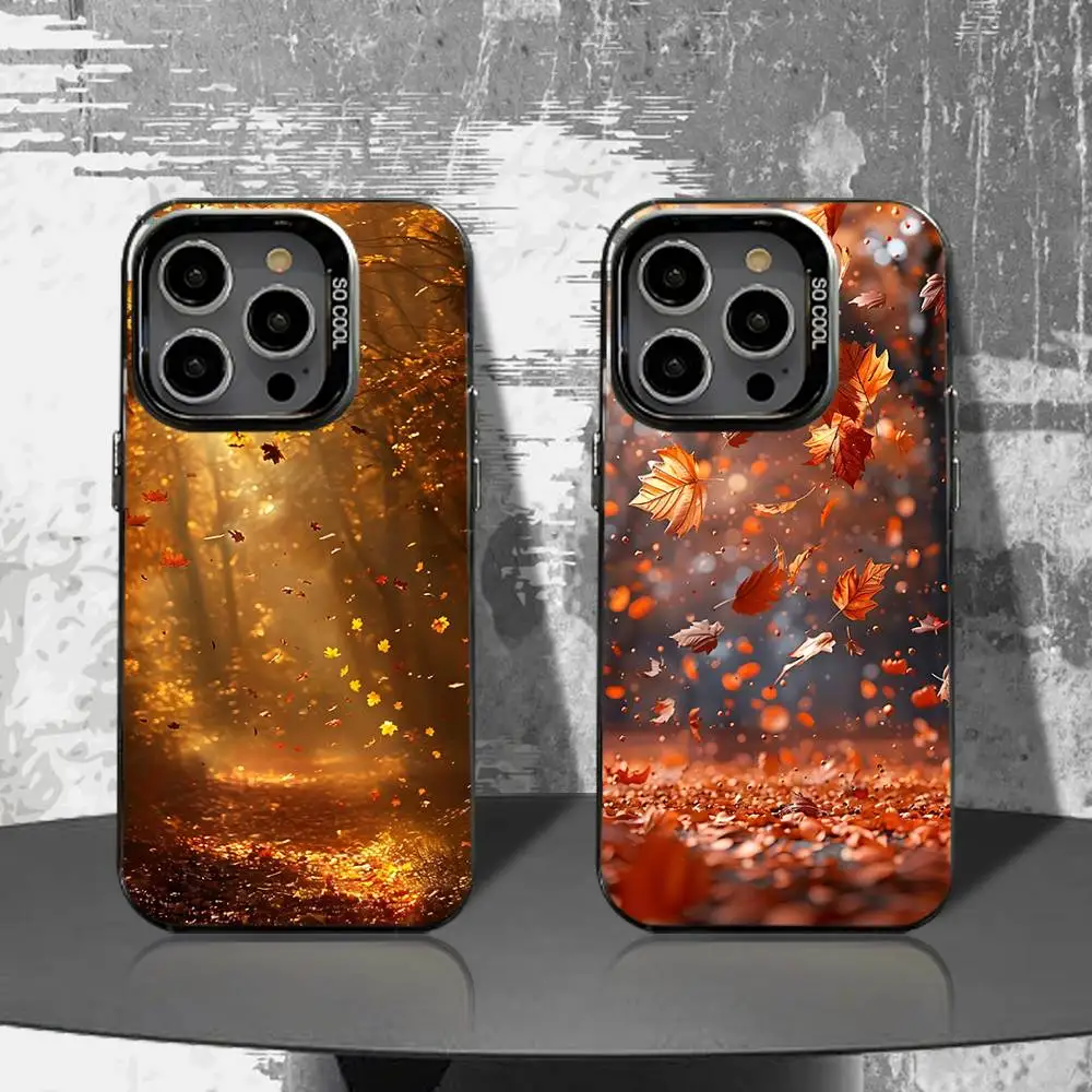

Autumn Leaves Falling Phone Case For iPhone 16,15,14,13,12,11,Pro,XS,Max,Plus,Mini,SE4,E Black Matte Shockproof Cover