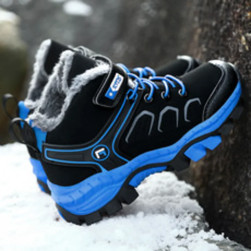 Botas de nieve para niños, zapatos deportivos cálidos de algodón para invierno, zapatos para caminar de alta moda para niños, zapatillas informales