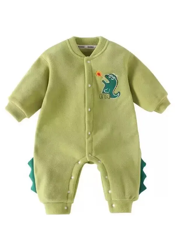 

3D Dinosaur Baby Boys Onesie Jumpsuit Cozy Winter Fleece Romper with Thick Warm Fabric Outdoor Outfit for Infants & Toddlers