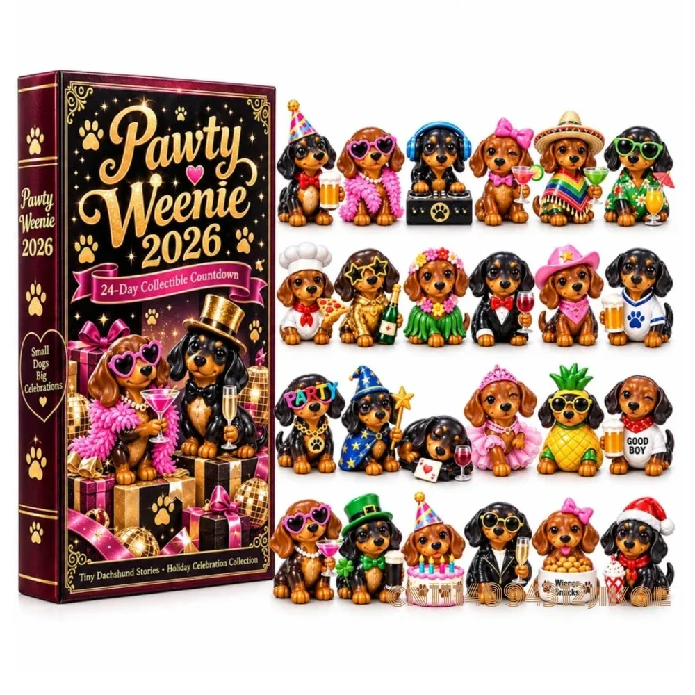 Pawty Weenie 2026 – 24-Day Dachshund Celebration Countdown Calendar,Dachshund Christmas Advent Calendar with Miniatures