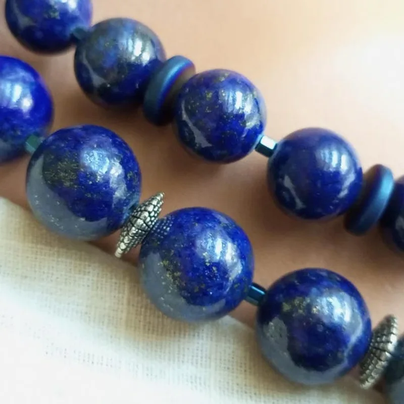 Lapis Lazuli Beaded Choker Vintage Simple Single Layer Necklace Women Gemstone Jewelry Supply