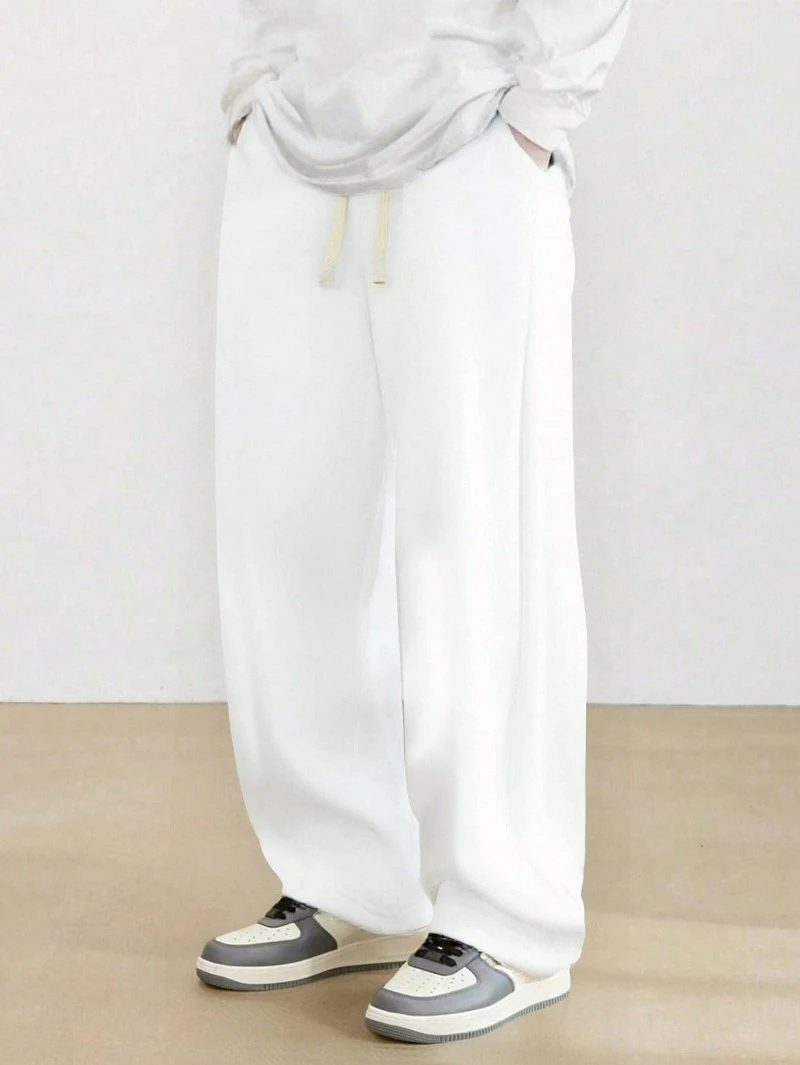 

Men's Knitted Straight Leg Pants, Lightweight, All-Match Versatile Casual Sweatpants for Summer Mens Wide Leg Sweatpants