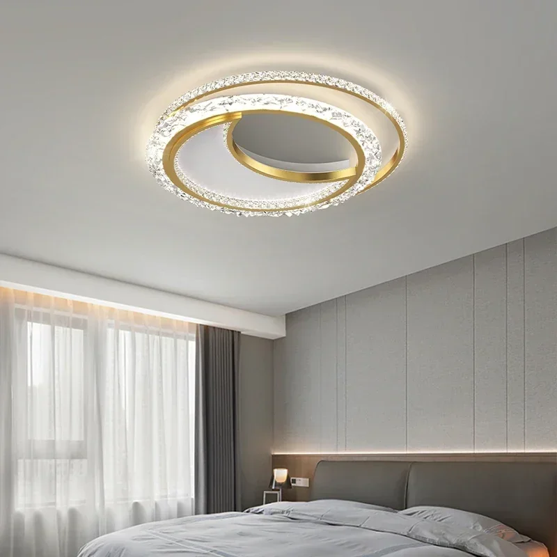 Imagem -03 - Minimalista Acrílico Redondo Led Lâmpada do Teto Lustres de Ouro Moda Nordic Creative Bedroom Light Luminária para Casa