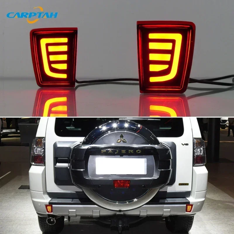 Car LED Rear Bumper Lamps For Mitsubishi Pajero V93 V97 V85 V87 2007 - 2020 Brake Light Turn Signal Backup Reflector Tail Lamps