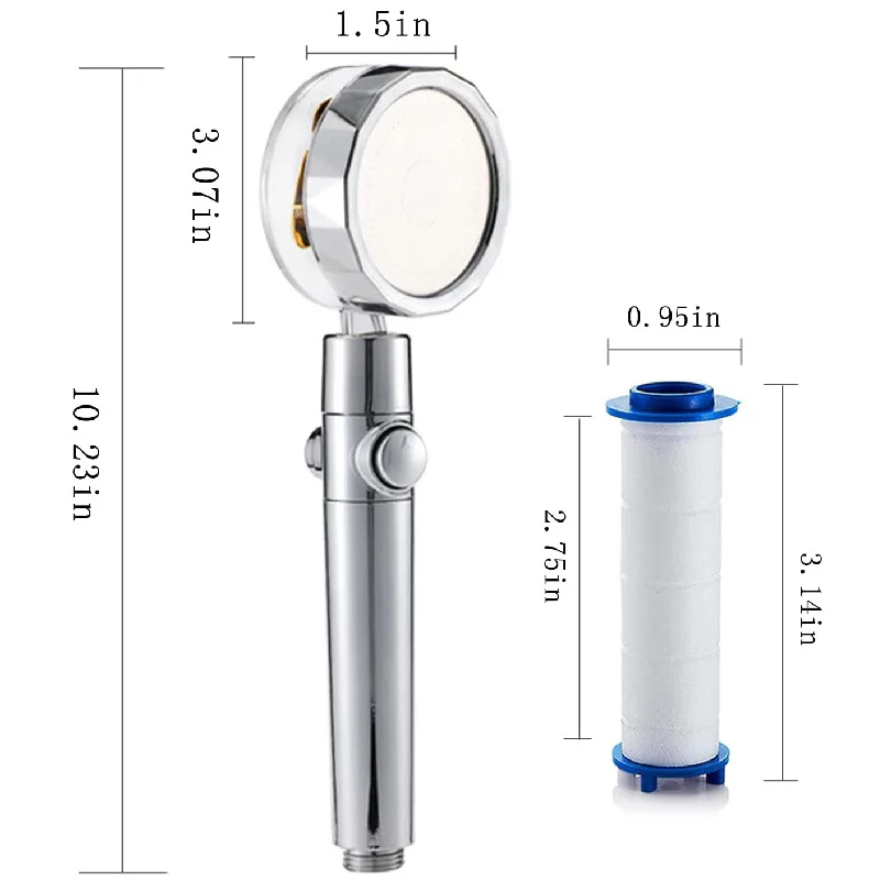 New Turbo Propeller Shower Head Water Saving High Preassure Flow 360 Degrees with Fan Extension Showerhead Rainfall with Holder