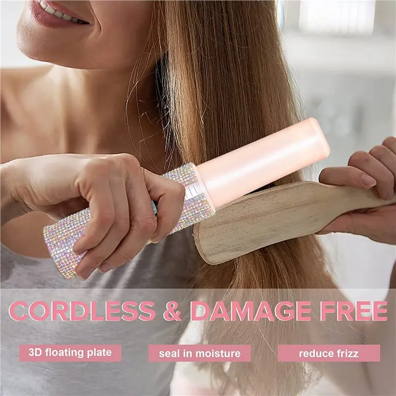 BFYL 3X 2-In-1 Electric USB Hair Straightening Brush Straightener Flat Iron Multifunctional Comb Straightening Styler