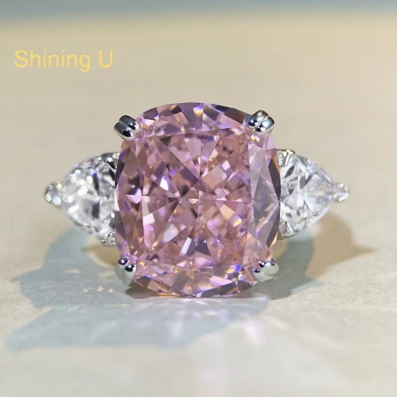 

Сияющее серебро U S925 12*14 мм 12 карат желто-розовое кольцо с драгоценными камнями для женщин ювелирные изделия для вечеринки