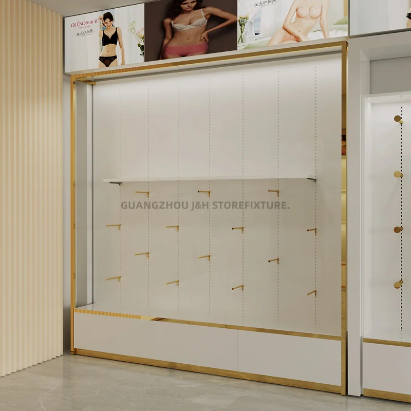 custom.Simple Classic Clothes Store Display Stand Retail Showcases Underwear Stainless Steel Rack Showroom Interior Design
