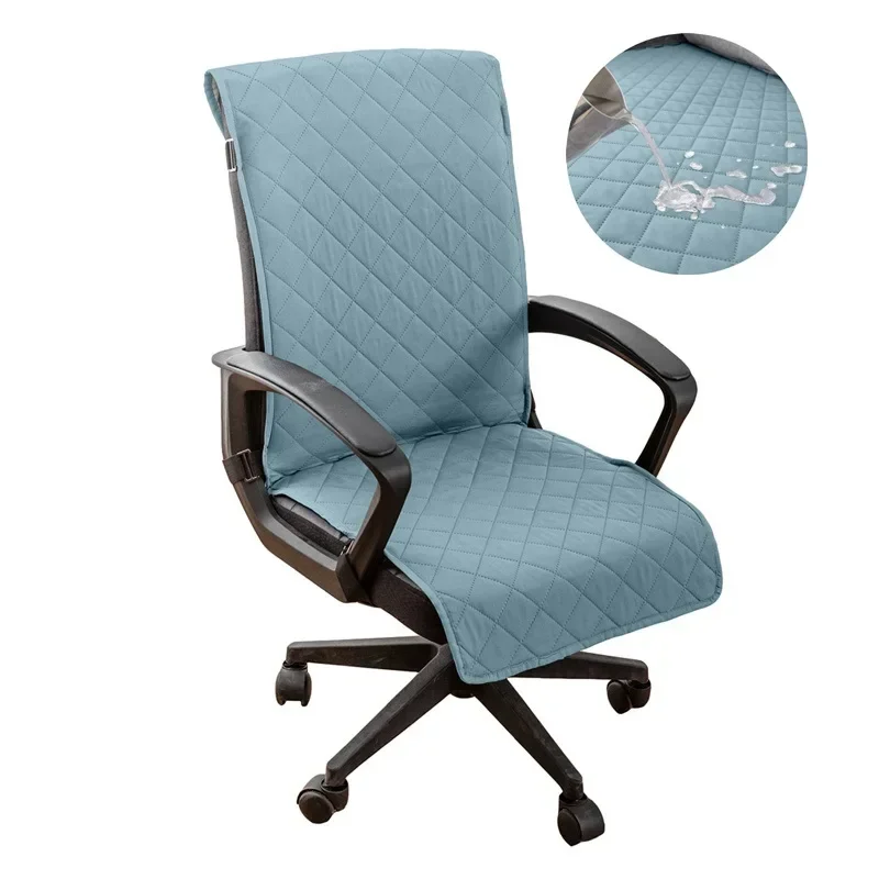 

1PC Quilted Office Chair Cover Solid Color Anti-dirty Computer Desk Armchair Chair Slipcovers with Buckle Gaming Seat Cover