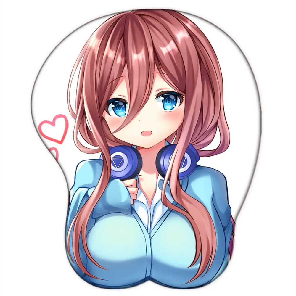 Nakano Miku Cho Anime Đi-Toubun No Hanayome Oppai 3D Tấm Lót Chuột Có Đệm Cổ Tay Silicone Gel Bo Rã