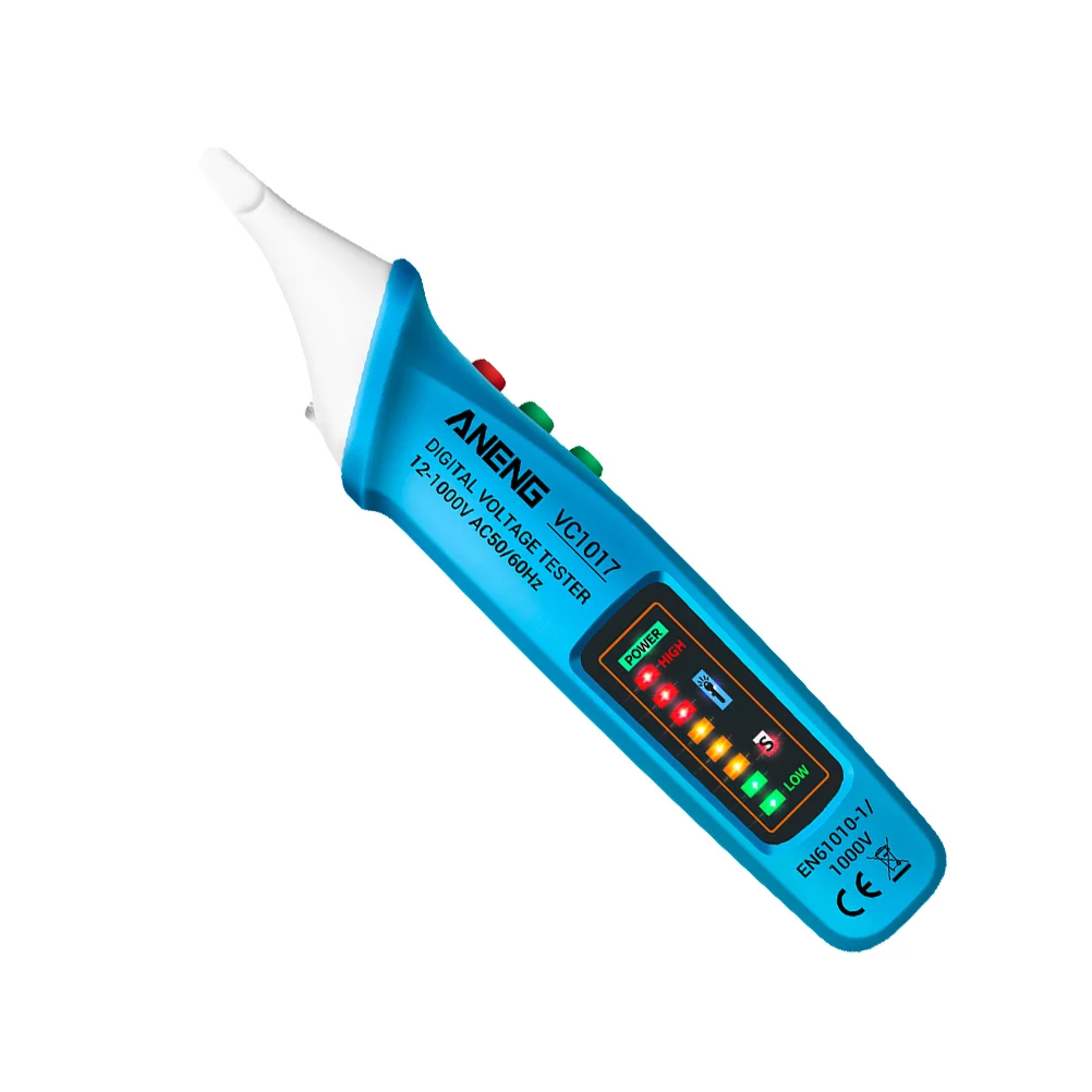 

Voltmeter Sound and Light Warning Pencil Non-contact Voltage Test Electricity Tester Blue with Flashlight