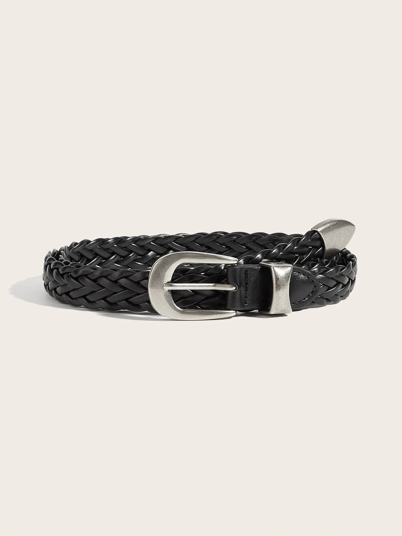Punch Free Punk Style Woven Belt for Men and Women Black Metal Buckle Belt Dark Minority Retro Fried Dough Twists Belt