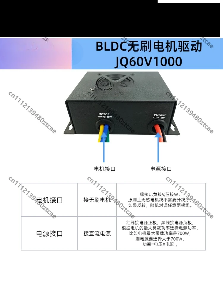 JQ60V1000 High Power Sensorless BLDC Motor Driver Controller Modbus Communication Multi-Pole Drive Module