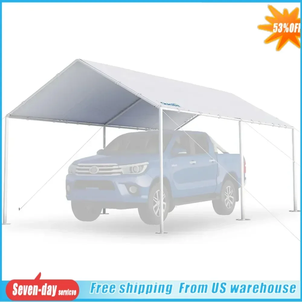 10'X20' Heavy Duty Carport Car Canopy Car Shelter Canopy Outdoor Party Tent Boat Shelter-White Shed Garage Garden Buildings Home