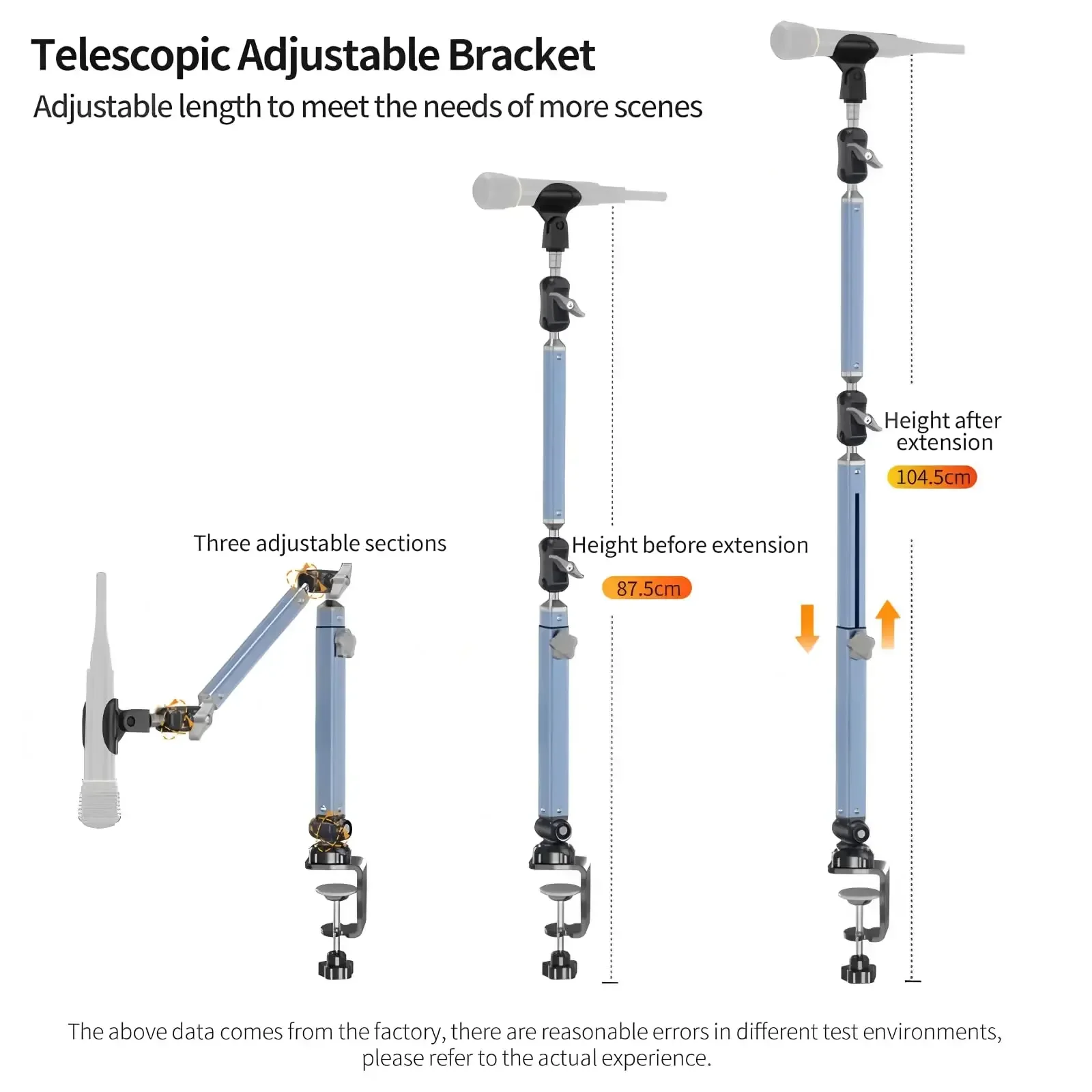 

Microphone Desk Mount Mic Stand Aluminum Alloy 360° Rotatable Foldable Adjustable Desk Mount Sturdy for Video Gaming