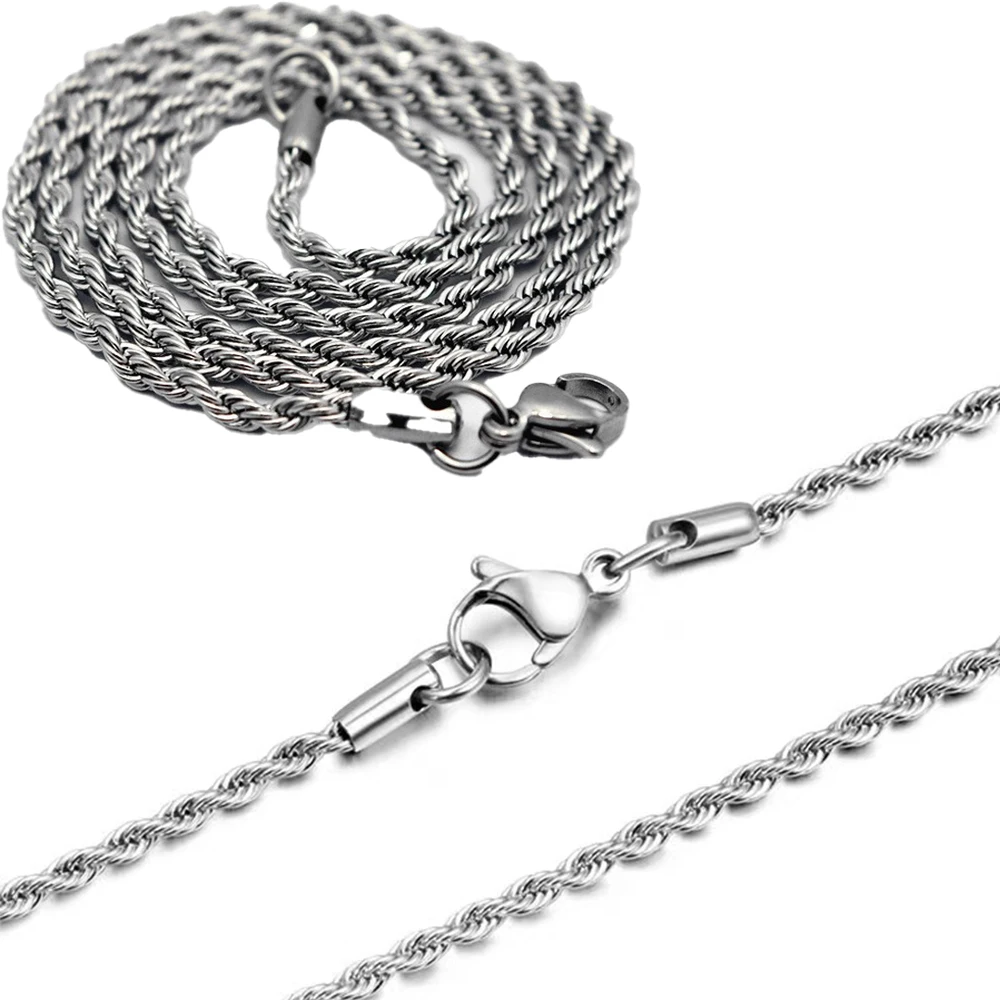50/60/70cm Stainless Steel Torque Chain Never Fade Waterproof For Women Men Twisted Rope Chain DIY Fashion Necklace Jewelry