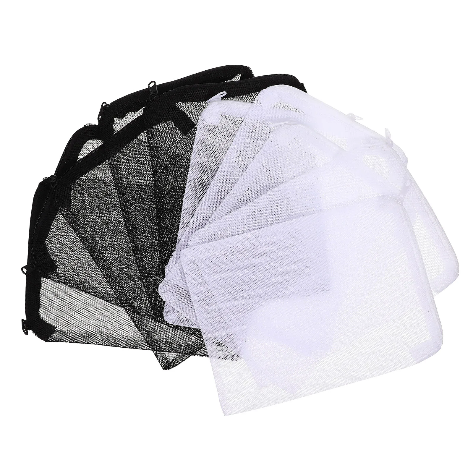 

10 Pcs Filter Material Bags Durable White Black Mesh Zipper Design For Fish Tank Aquarium Carbon Storage