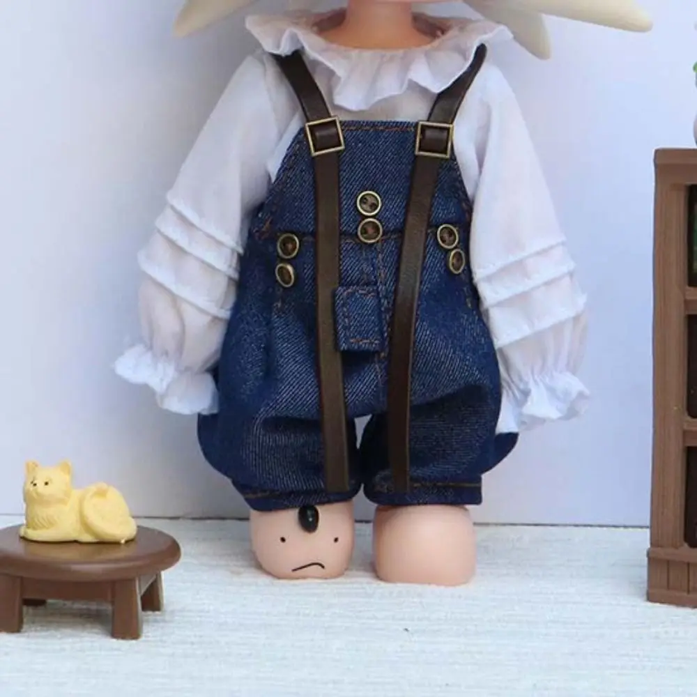 Cotton 15-20cm Clothes Dress Up Daily Outfit Denim Pants Suspender Trousers Casual Overalls Girls Women