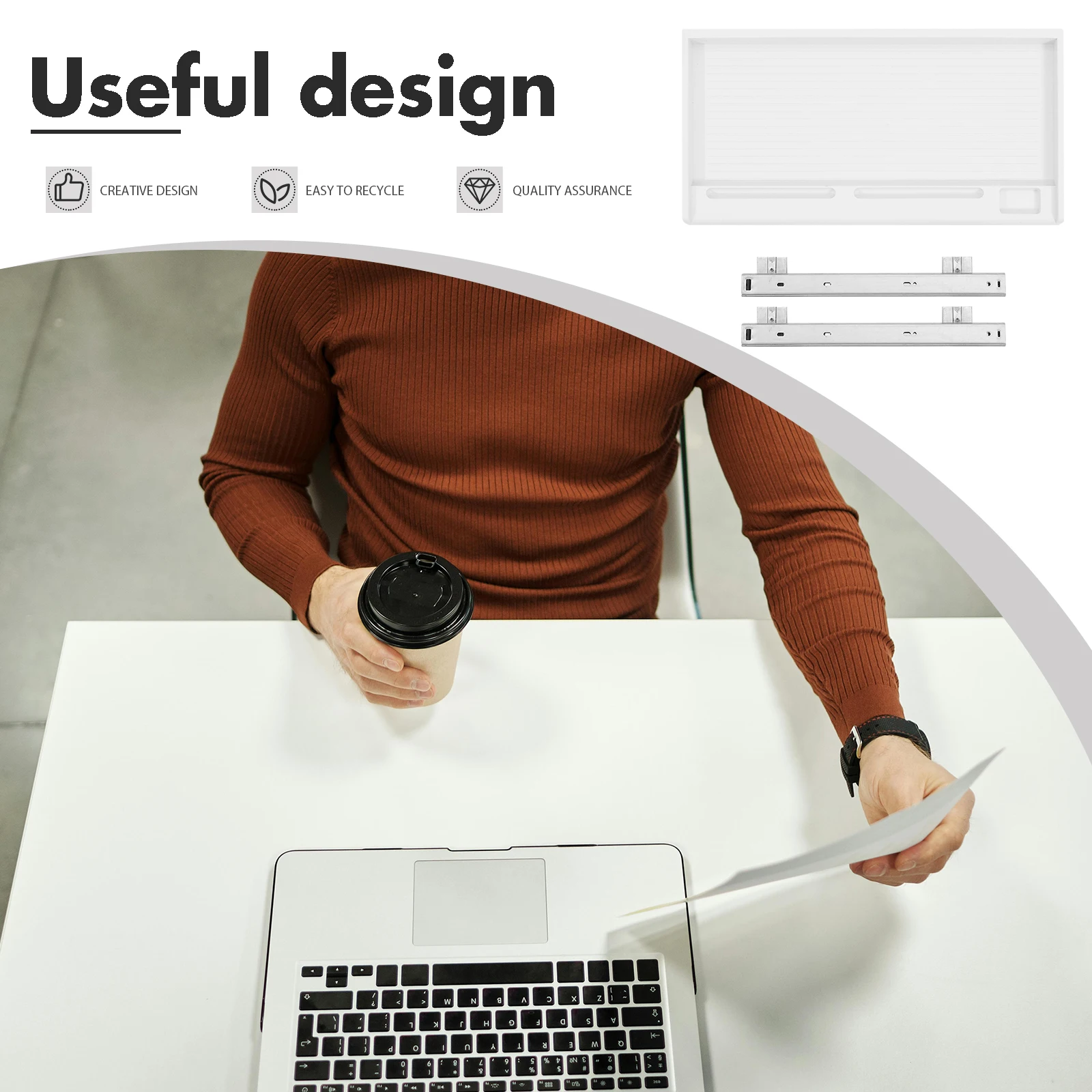 

1Set Under Desk Keyboard Tray Sliding Pull Out Keyboard Drawer Office Computer Tray Holder Under Table Drawer