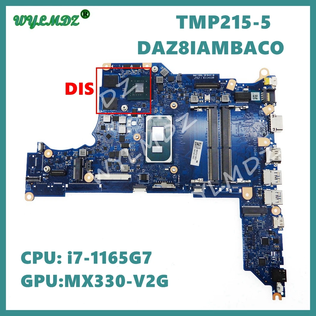 DAZ8IAMBAC0 Notebook Mainboard For Acer TRAVEMATE TMP215-53 Laptop Motherboard  with i7-1165G7 CPU MX330-2G GPU