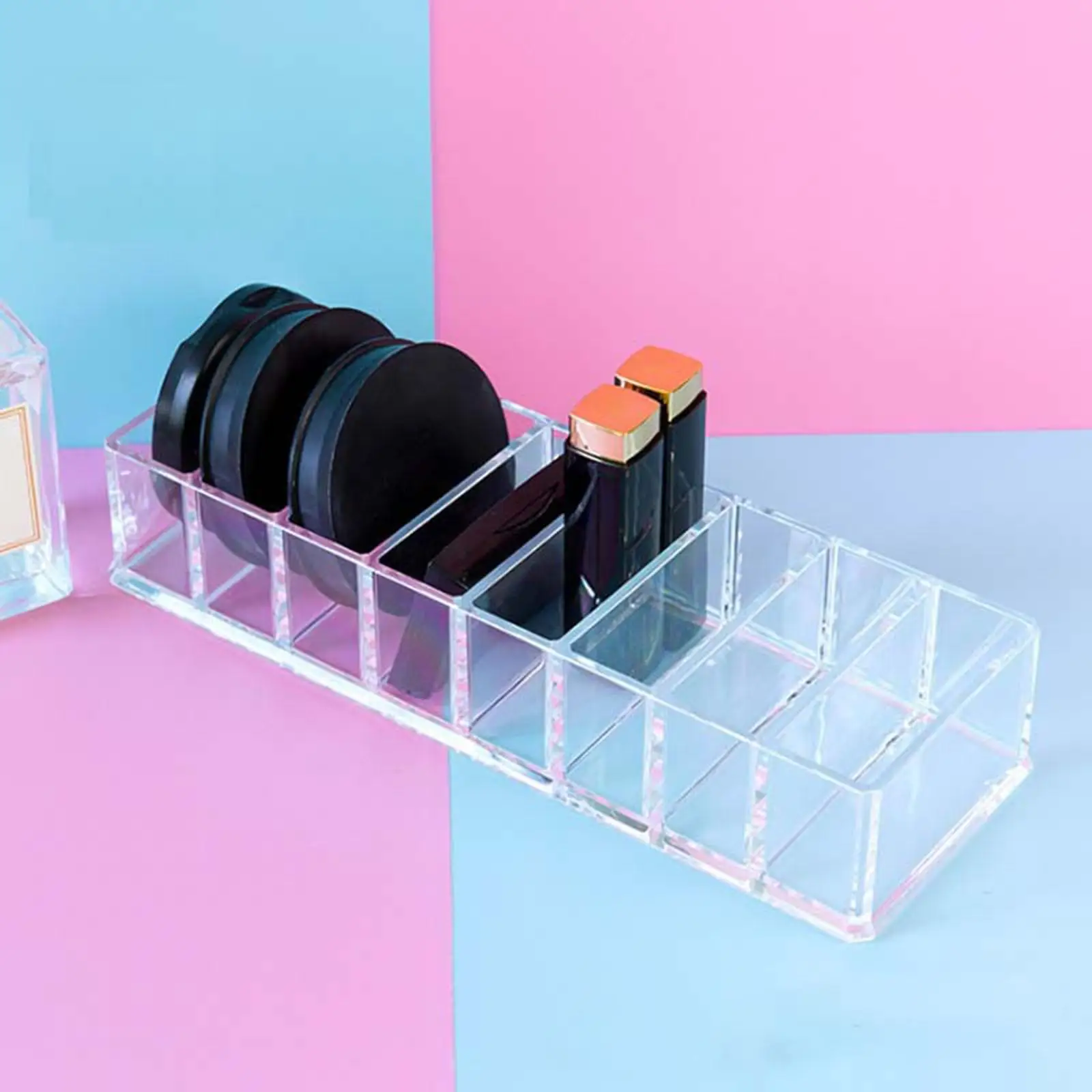 Makeup Organizer Acrylic Transparent 8 Compartments for Bathroom