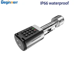 Cerradura de cilindro inteligente con huella dactilar, dispositivo de cierre con contraseña, resistente al agua IP66, botón físico, bluetooth, sin llave, digital, europeo