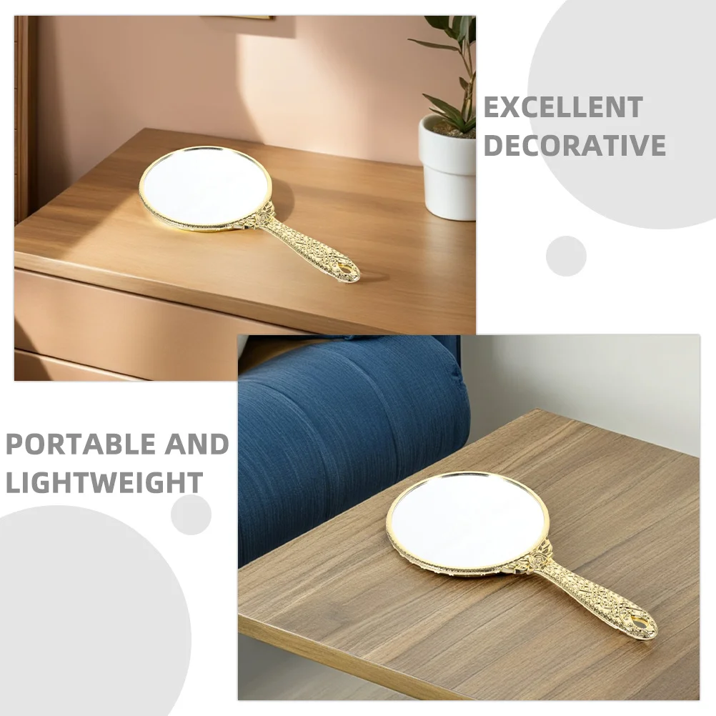 2 pçs espelho de mão vintage elegante rosa design leve espelho de maquiagem portátil para uso diário e presente de viagem