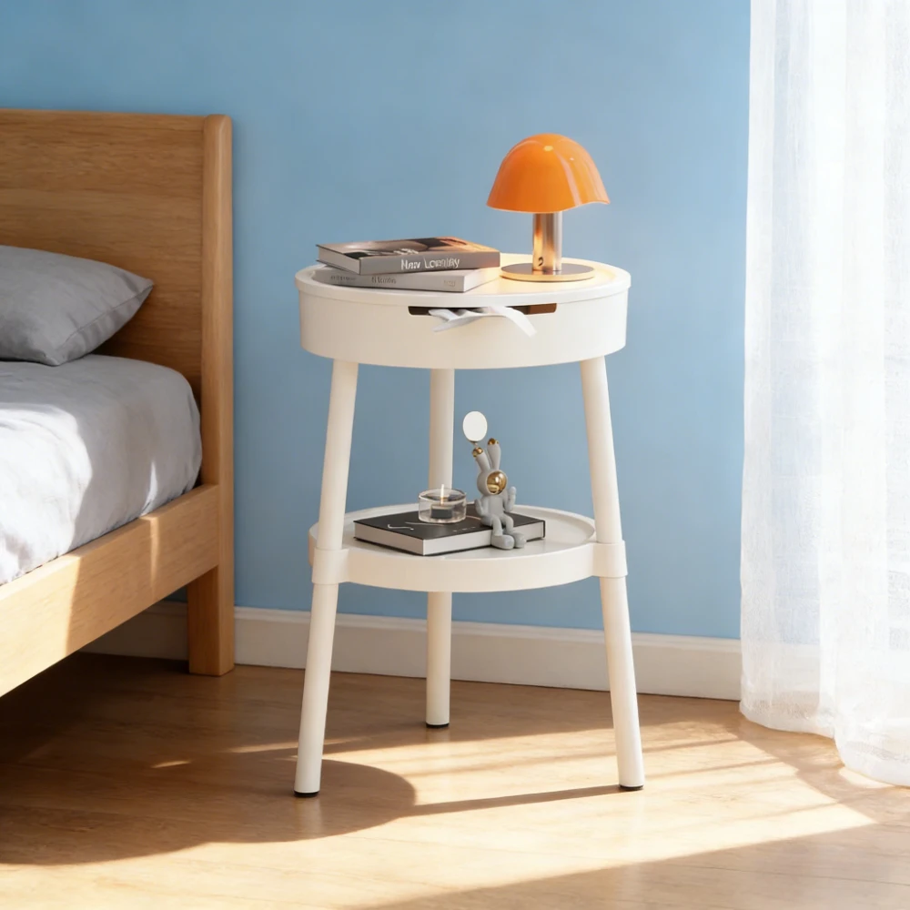 モダンな寝室のサイドテーブル、エンドテーブル、丸型ナイトスタンド、プラスチック製コーヒーテーブル、センターテーブル、リビングルームのティーテーブル、家庭用家具