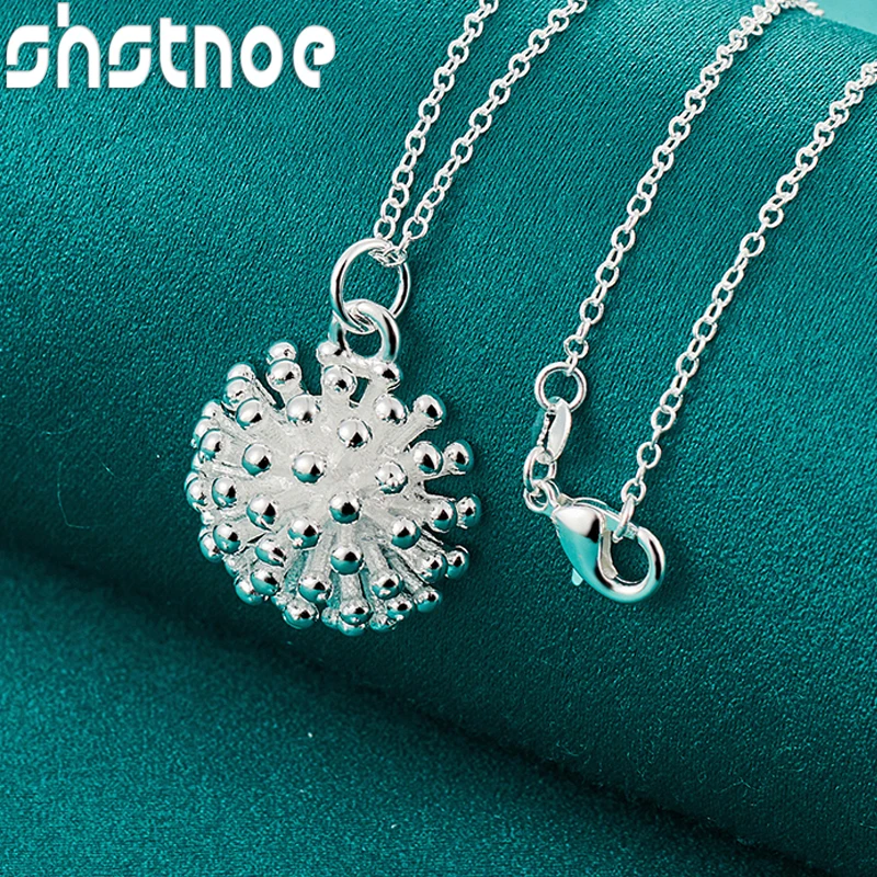 

SHSTONE 925 Sterling Silver Fireworks Pendant Necklace For Women 40cm-75cm Chain Bridal Wedding Party Fashion Charm Jewelry Gift